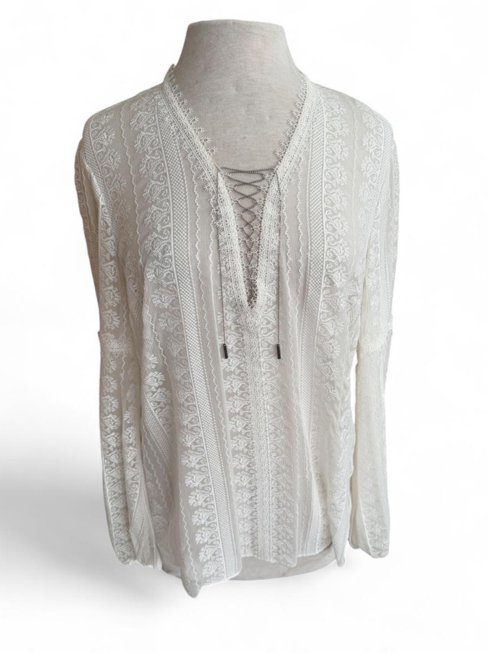 Elie Tahari NWT Antique Tanya Silk Lace Embroidered Blouse Medium